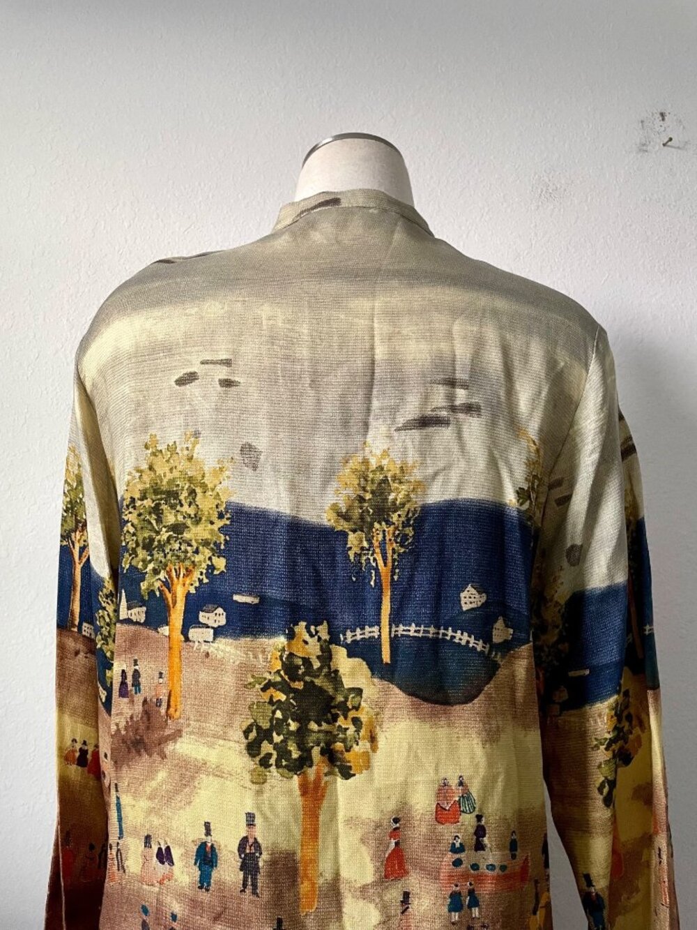 Vintage Platinum By Dorothy Schoelen Blouse Wearable Art Painting Print Small - Picture 9 of 14